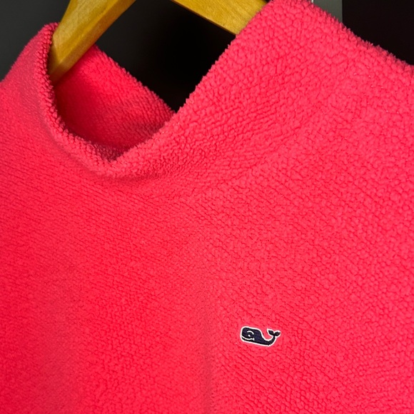 Vineyard Vines Fuzzy Fleece Mock Neck Pullover Girls L 14 Bright Pink - Picture 5 of 6